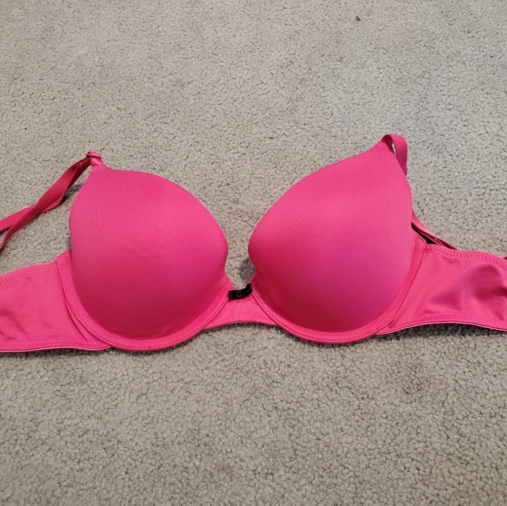 Bright pink push-up bra